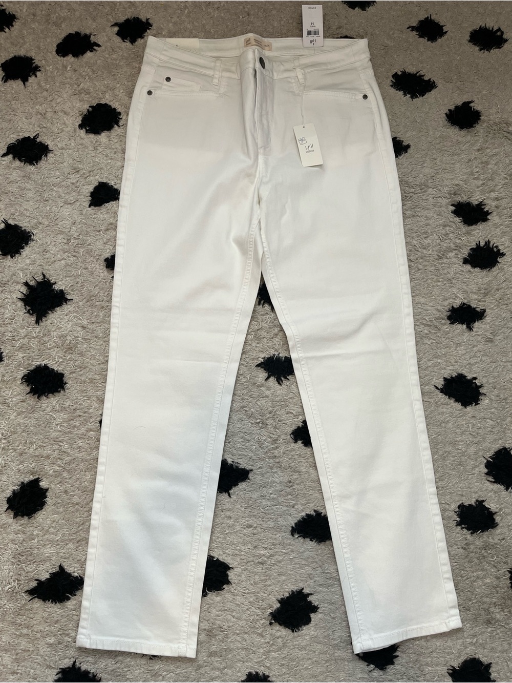 J jill denim size 14 smooth fit straight leg white jeans